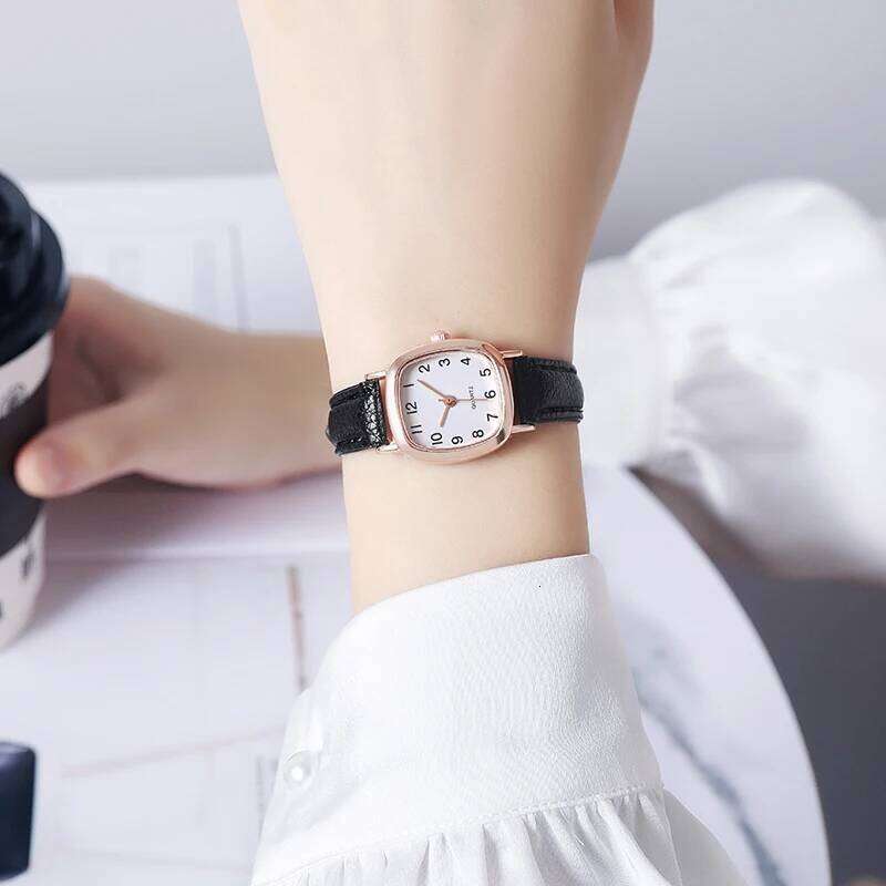 Women's Fashion Small Arabic Quartz es Leather Band Wristes H260228