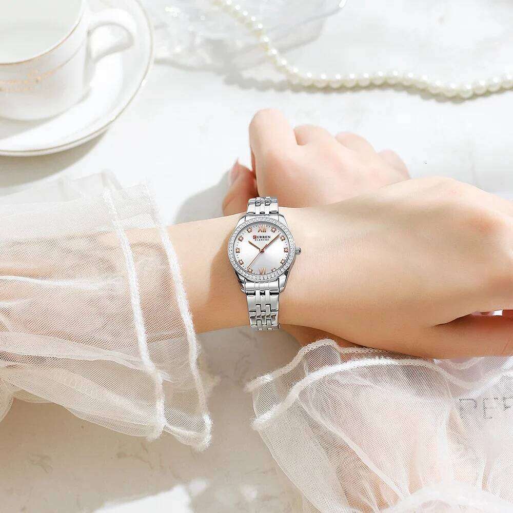 CURREN Brand Waterproof Quartz Stainless Steel Strap Diamond Fashion High Quality Ladies Reloj Mujer H260228