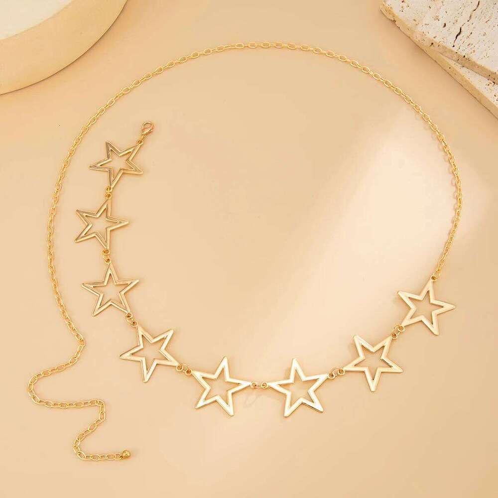 PuRui Fashion Vintage Hollow Out Pentagram Star Belly Waist Chains for Womens Punk Hip Hop Adjustable Body Accessories Jewelry H260228
