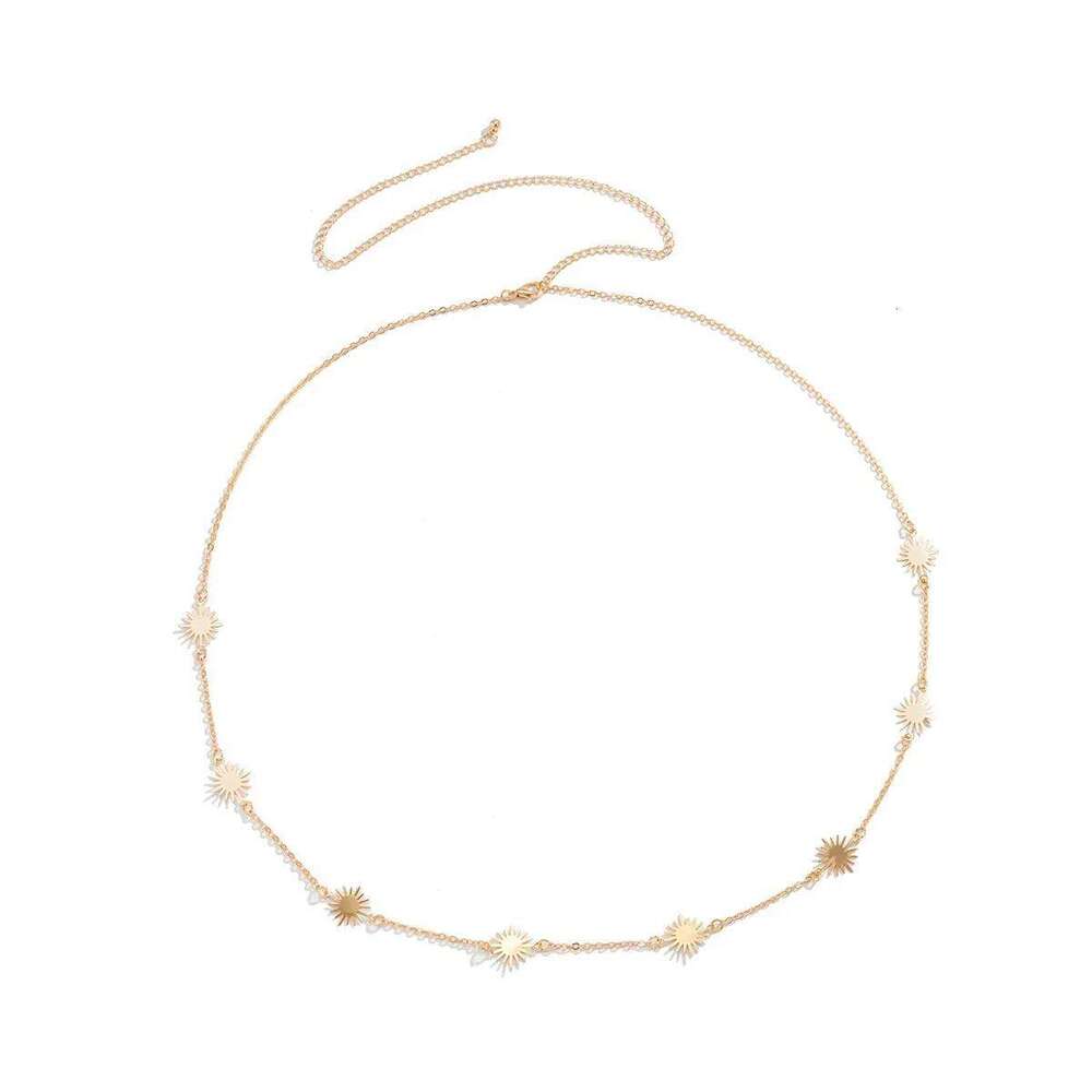 Vintage Aesthetic Sun Goddess Belly for Women Thin Beads Link Body Waist Chain Belt Streetwear Summer Sexy Accessories H260228