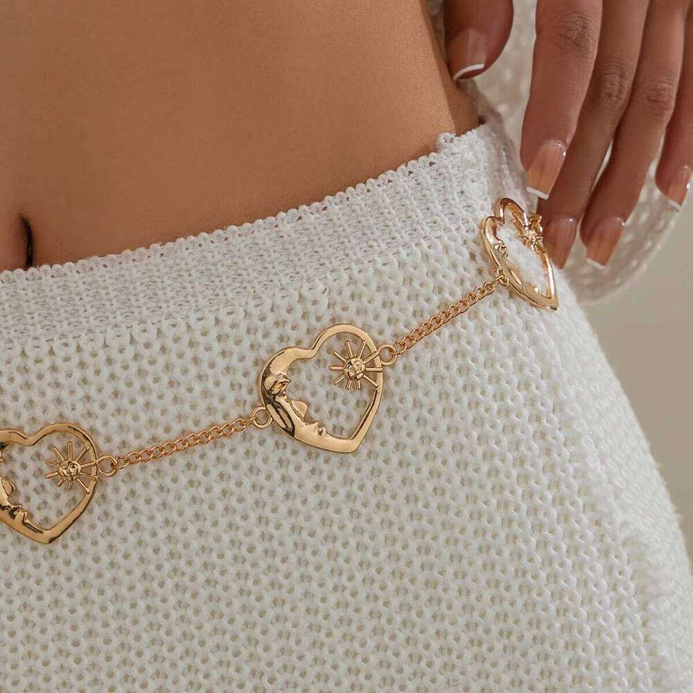 Heart Moon Sun Waist New Exquisite Sexy Gold Color Belt Body Chain Bikini Festival Women Trend Single Circle Accessories H260228