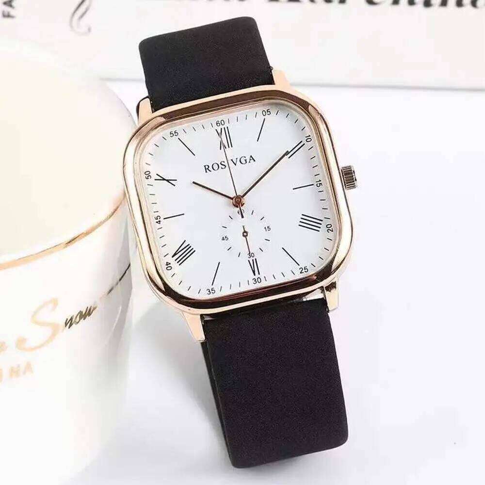 Women Square Top Brand Leather Strap with 26mm Rose Gold Plate Dial 3 Bar Waterproof Quartz Wristes for Ladies H260228