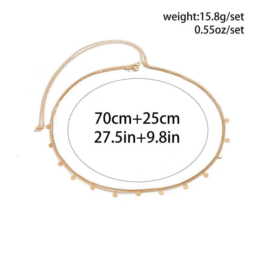 Summer Beach Jewelry Fashion Women's Alloy Double Layer Fine Waist Sexy Versatile Tassel Sequin Body Chain H260228