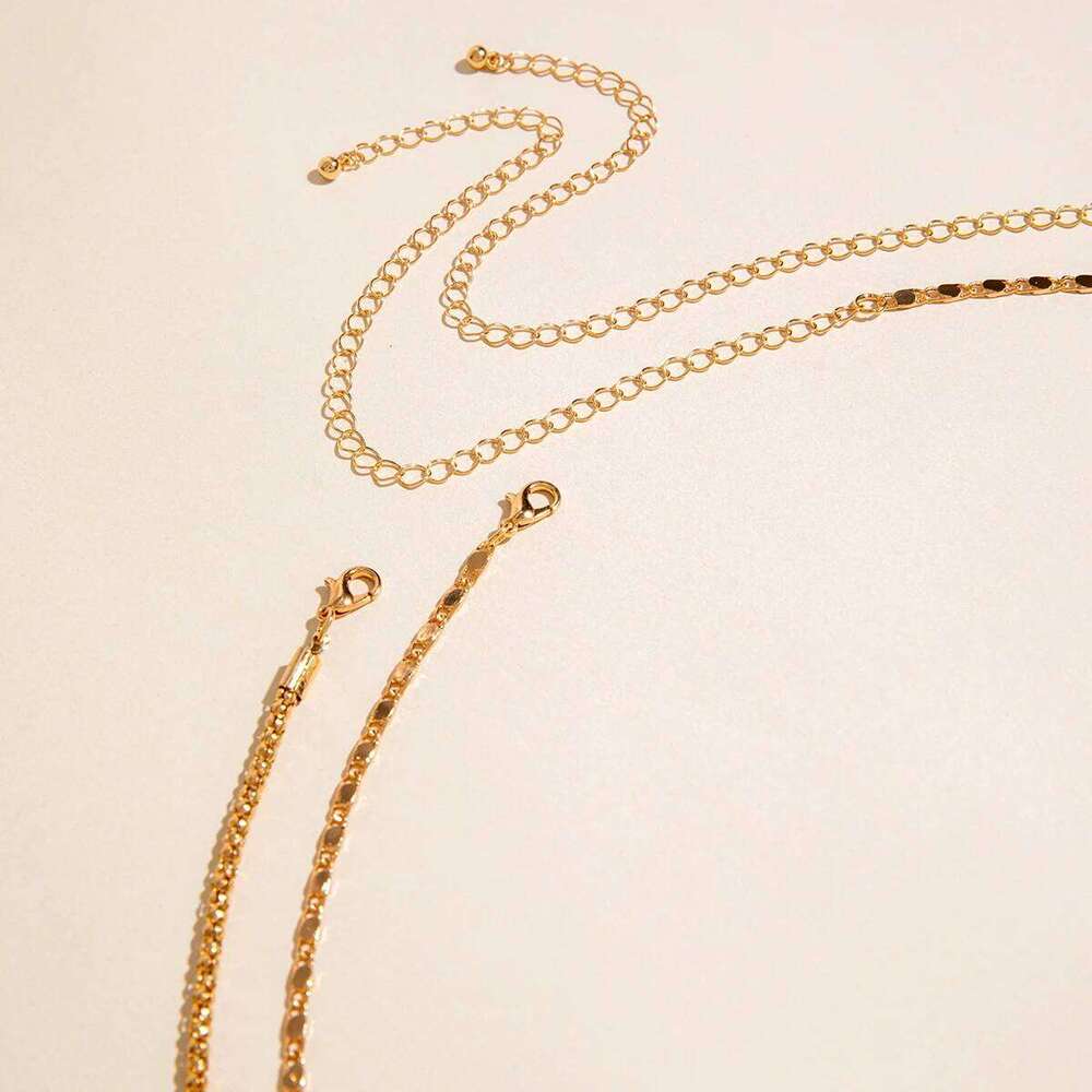 Docona Gold Color Beaded Summer Chain Elegant Bead Waist Link Beach Bikini Jewelry Accessories for Women body jewelry H260228