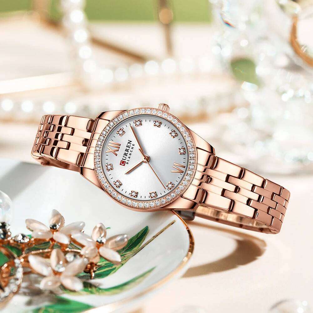 CURREN Brand Waterproof Quartz Stainless Steel Strap Diamond Fashion High Quality Ladies Reloj Mujer H260228
