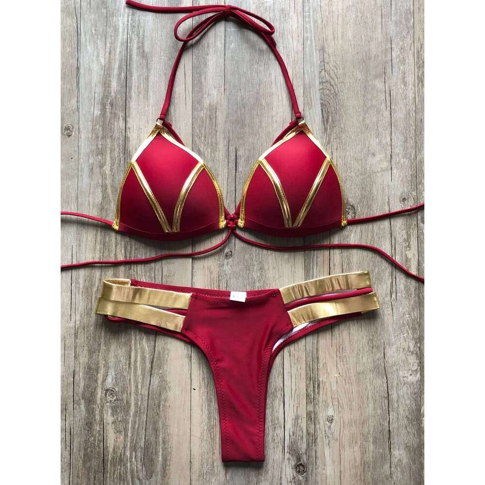 Contrast Trim Wrap Lace Up Bikini Sets Swimsuit For Women High Waist Two Pieces Swimwear 2022 Beach Bathing Suits Z260301