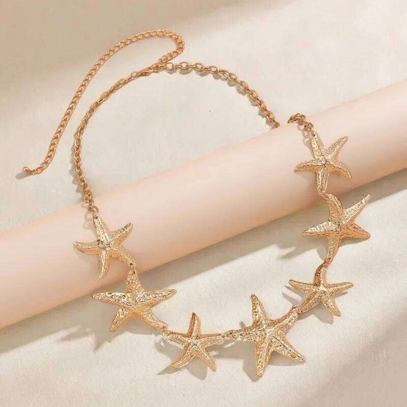 Metal Retro Ethnic Style Starfish Waist Chain Accessories Bohemian Versatile Belt Women's High-end Dress Waistband H260228