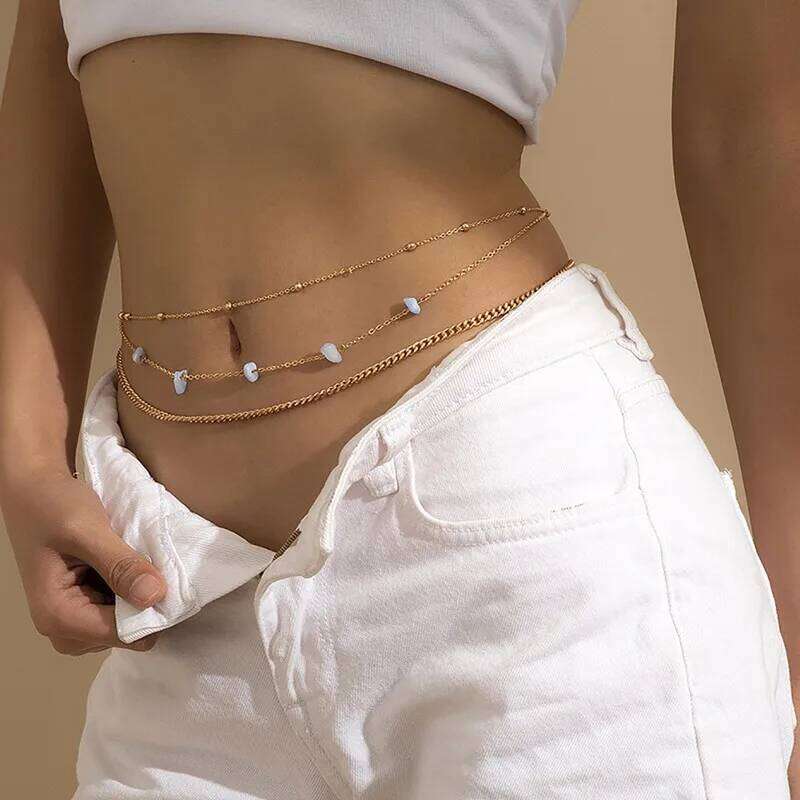Simple Double Layer Bead Ladies Waist Belly Belt Chain Fashion Body Jewelry Spring Summer Gifts H260228