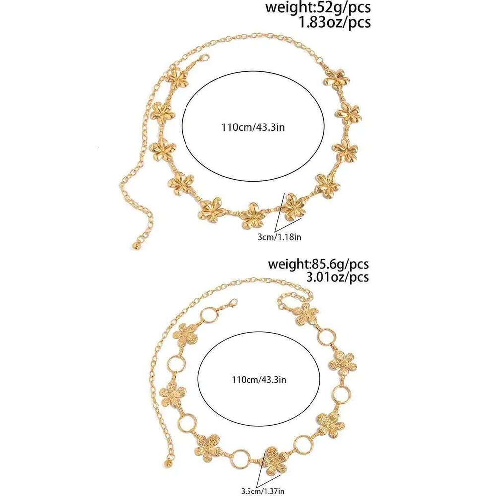IngeSight.Z Exquisite Metal Large Flower Bikini Belly Waist Chain Women Fashion Summer Sexy Beach Party Belt Dress Body Jewelry H260228