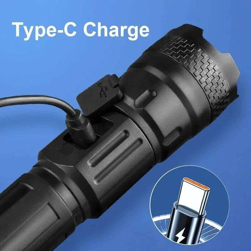 High Strong Power Led FlashlightsTactical Torch with Display Light USB Charging Outdoor Camping Fishing Emergency Zoom Lantern Z260301