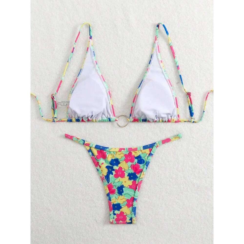 Strappy String Bikinis 2026 Triangle Thong Swimwear Female Ring Linked Swimsuit Women Bathers Bathing Swimming Suit Beachwear Z260301