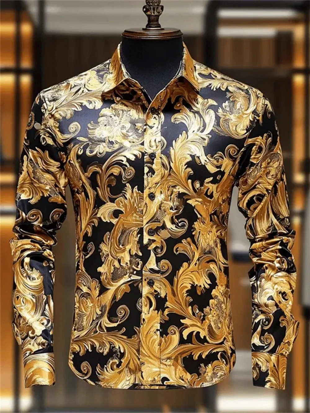 Mens Long Sleeve Collar Shirt Fashionable Printed Shirt Social Party Soft Fabric Comfortable High Quality 260227 - view 4