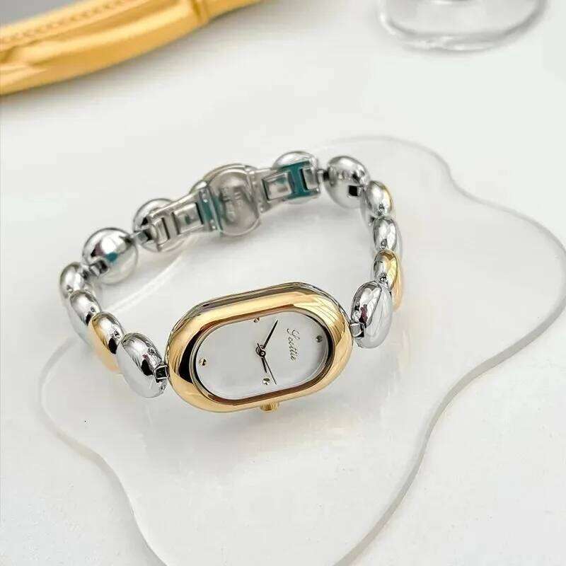 New Vintage Women's Fashion Small Dial Gold Ladies Clock Brand Quartz Wrist es H260228