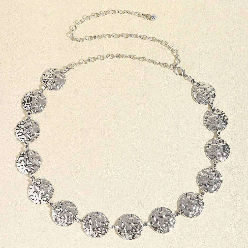 European American Cross Border Jewelry Fashion Metal Geometric Disc Waist Chain Niche Elegant High Grade Dress Belt Accessories H260228