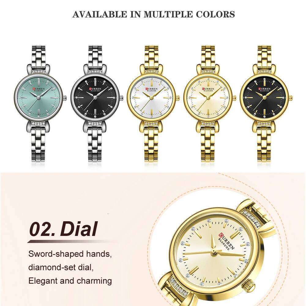 CURREN-Elegant Dress for Women, Luxurious and Exquisite, 28mm Dial with Shinning Rhinestone, Quartz Wrist, New H260228