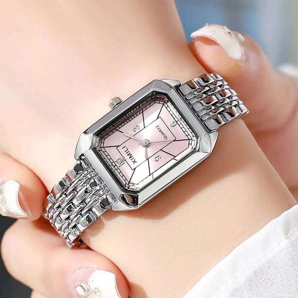 Fashion Rectangle Women es Stainless Steel Strap Quartz Wrist Girls Clock Gift H260228