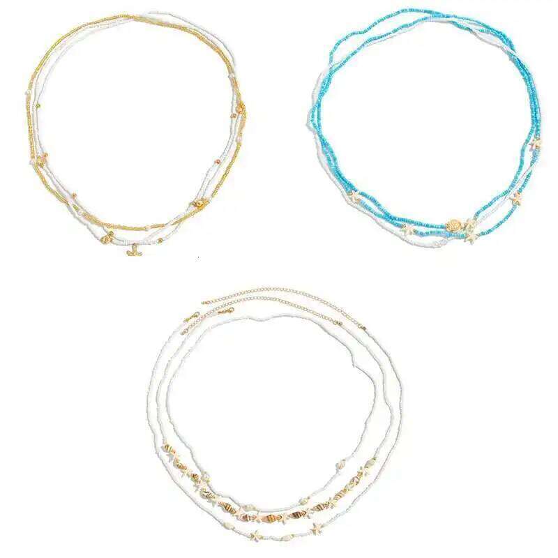 Lacteo Bohemia 3Pcs/Set Acrylic CCB Beads Imitation Pearl Waist Mini Star Conch Alloy Belly Chain Summer Jewelry Gift New H260228