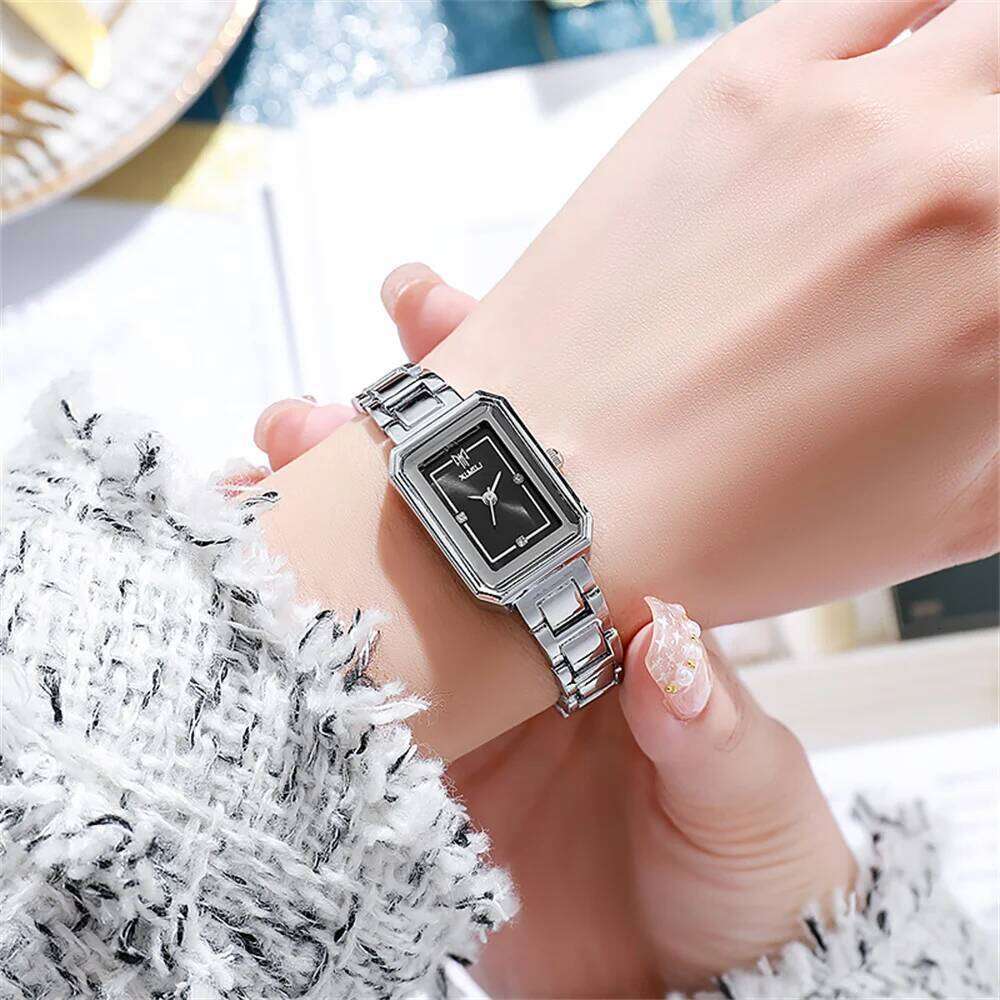 Ladies Simple Fashion Rectangle Gold Quartz es Luxury Stainless Steel Waterproof Women's Dress Clock Gift Wrist H260228