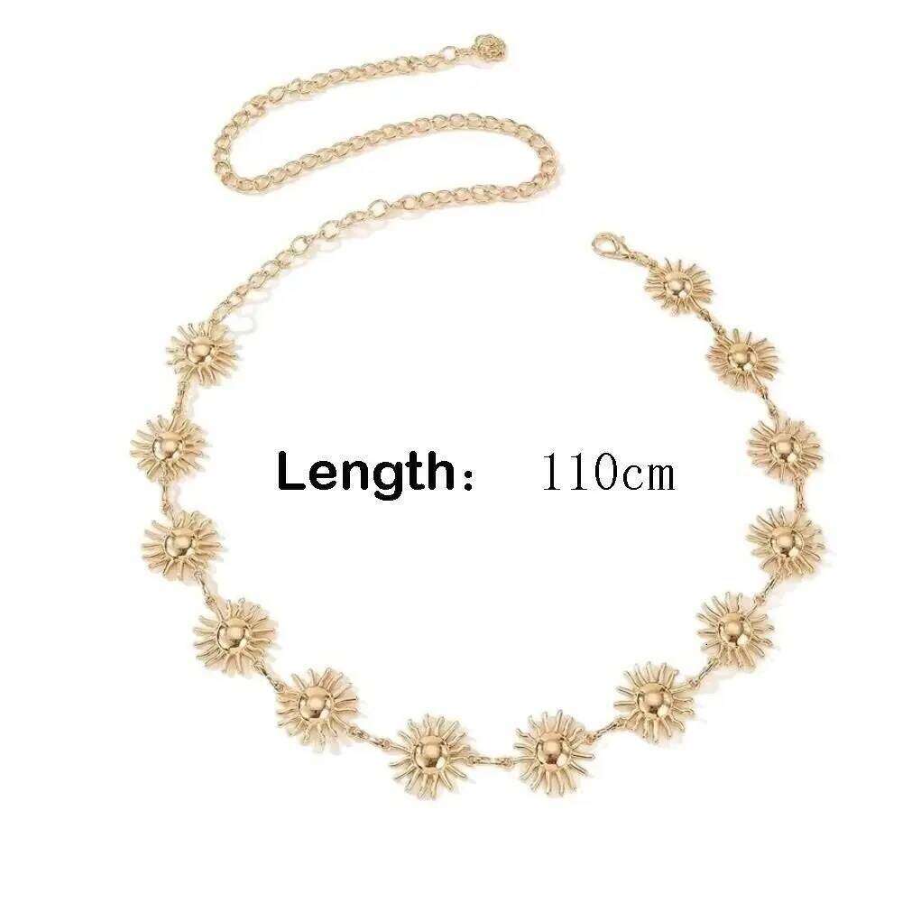 Gold/Silver Women Adjustable Hottie Style Sunflower Dress Waist Chain Women's Fashion Accessories H260228