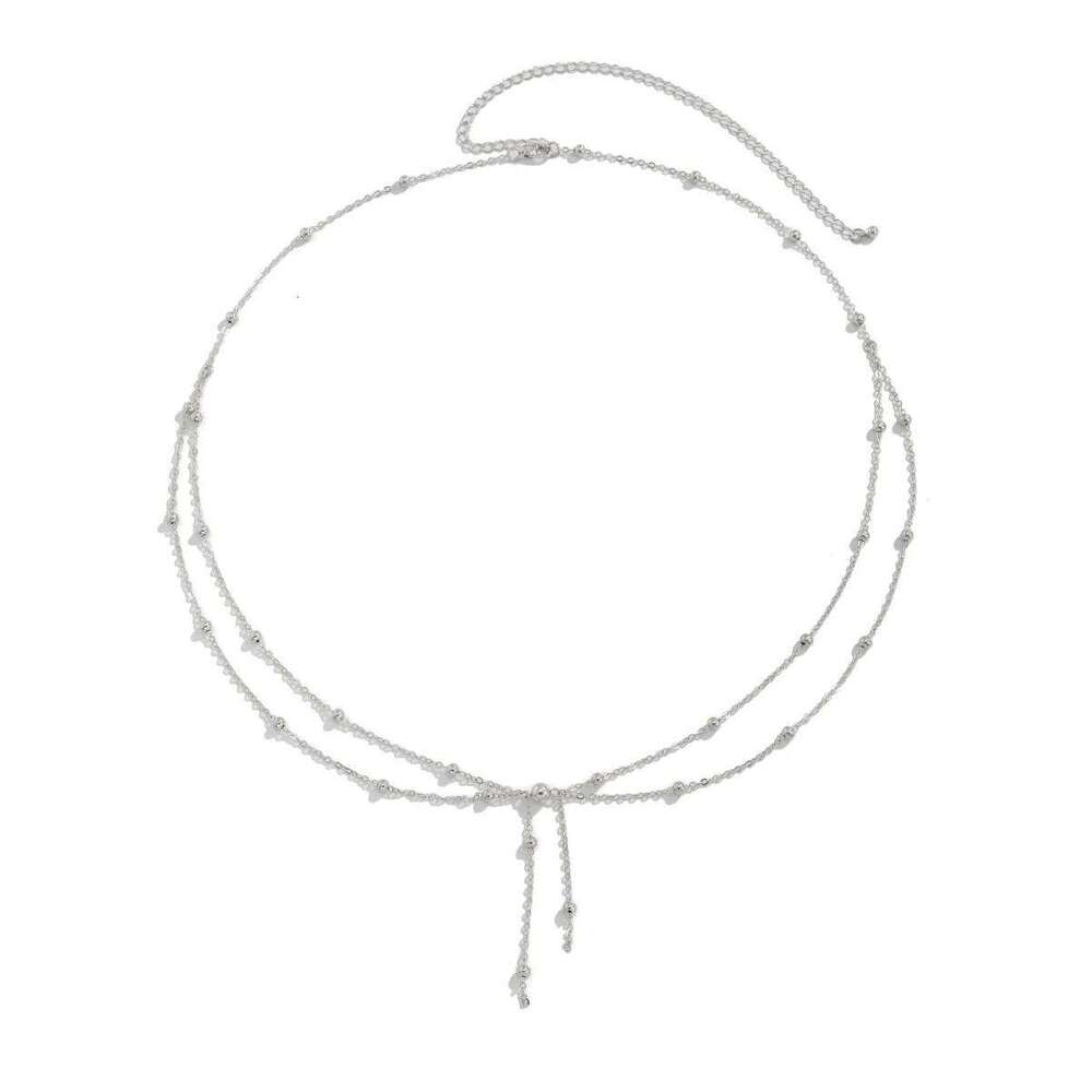 Boho round bead tassel pendant waist 2025 simple sweet creative gold color metal girl body chain fashion jewelry H260228