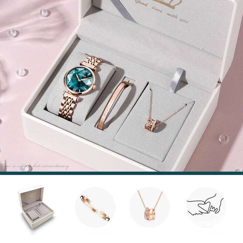 OLEVS New Luxury Jewel Quartz es Waterproof Stainless Steel Strap For Women Fashion Date Clock Diamond Mirror H260228