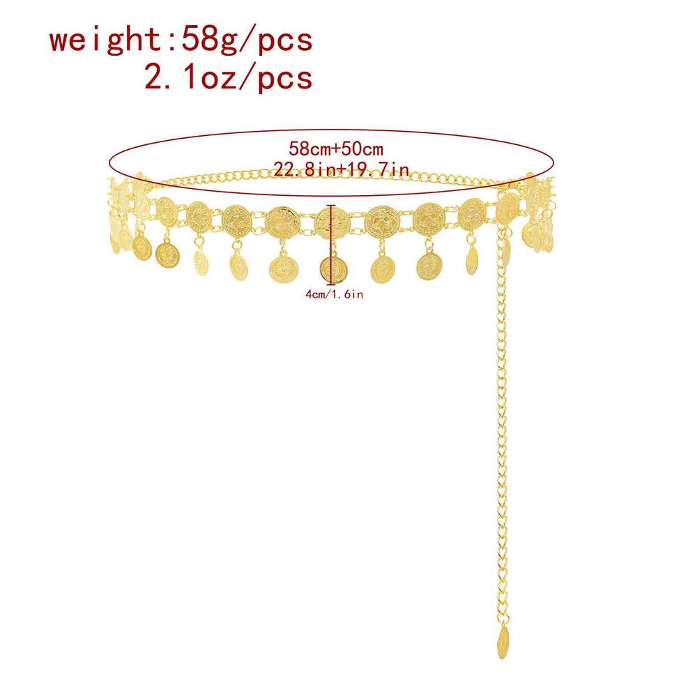 Luxury Golden Coins Tassel Waist Chain For Women Fashion Metal Carved Body Belly Trendy Jewelry Accessories Female Gifts H260228
