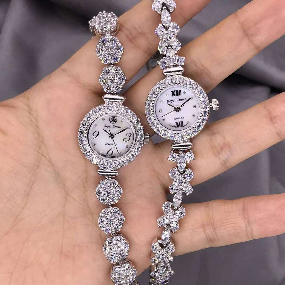 Royal Crown Women's Japan Quartz Hours Fine Fashion Jewelry Band Shell Rhinestones Girl Birthday Gift H260228