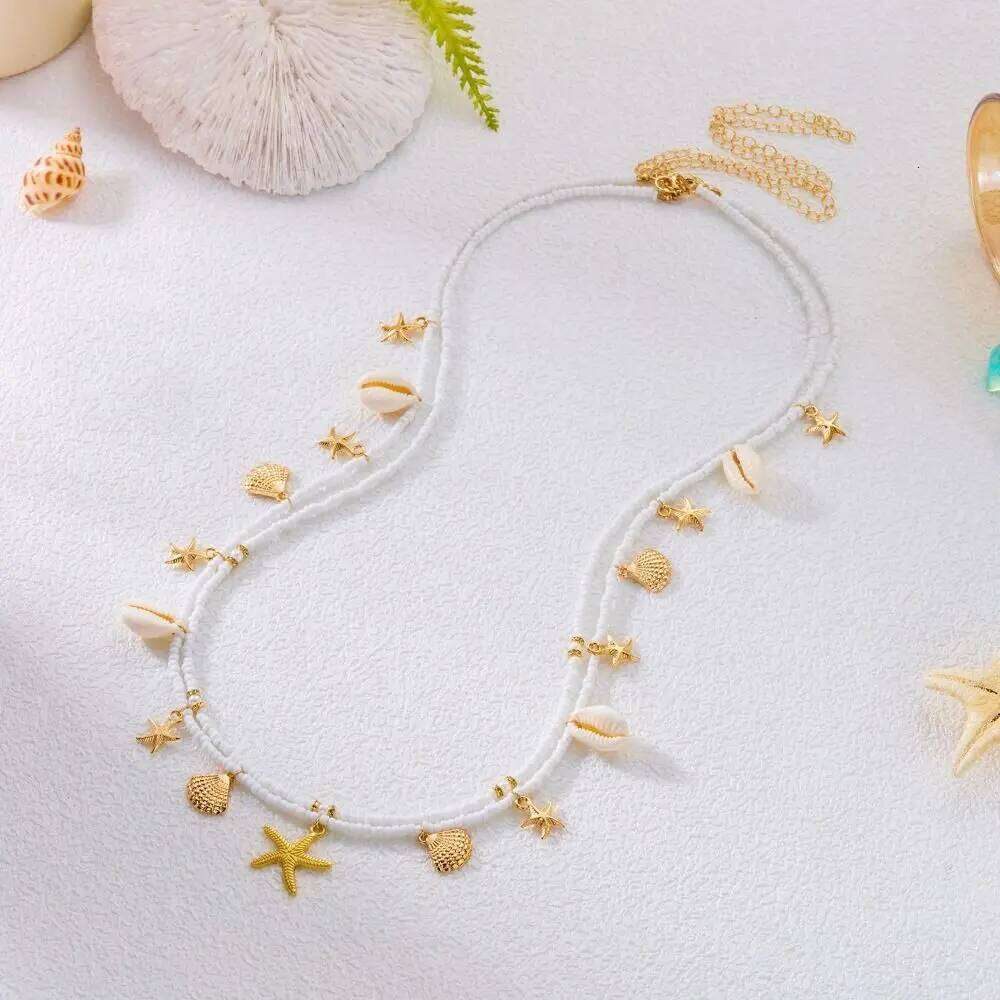 Bohemian Waist Imitation Pearl Starfish Shell Pendant Body Chain Hollow Out Beach Bikini Jewelry Accessories Vacation H260228