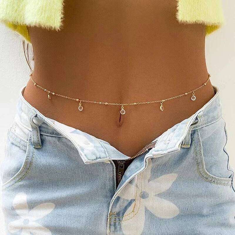 New Fashion Sexy Double Layer Crystal Pendant For Women Waist Bead Chain Belly Belt Summer Beach Body Jewelry Gifts H260228