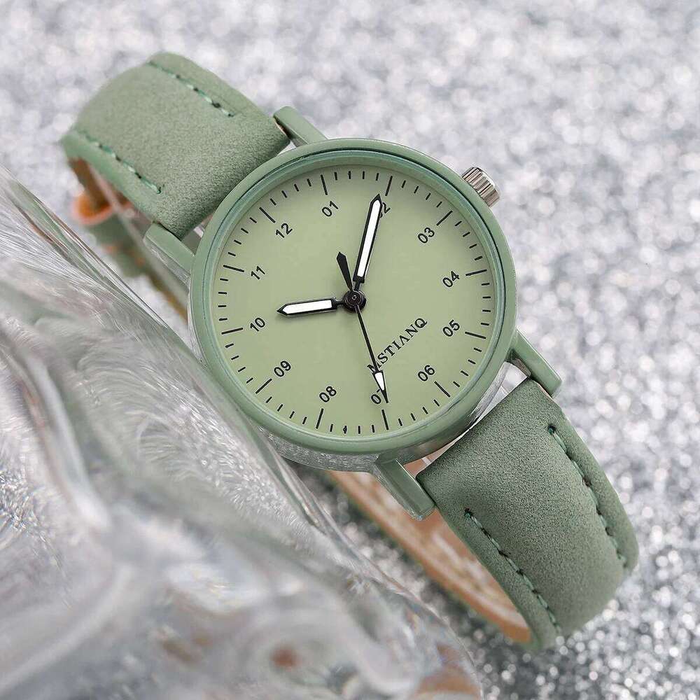 2PCS/Set Women's Fashion Arabic Dial Leather Band Quartz es Flower Set H260228