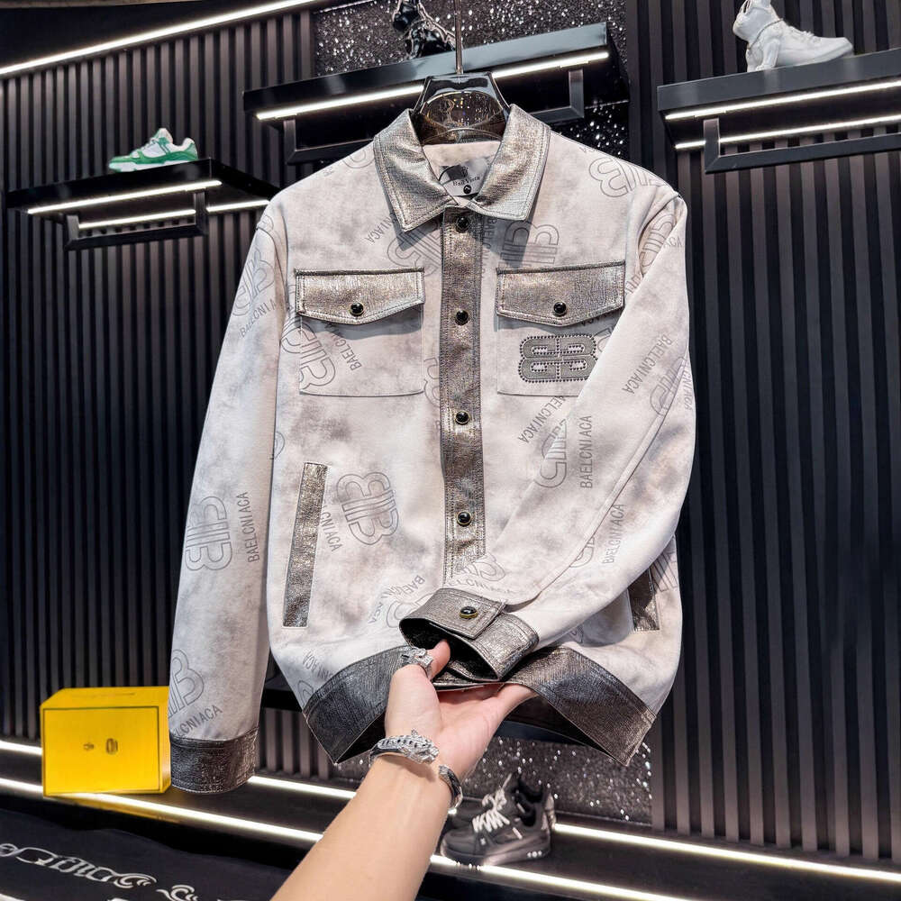 2026 New European Style High - End Light Luxury Casual Men's Letter Print Beaded Jacket
