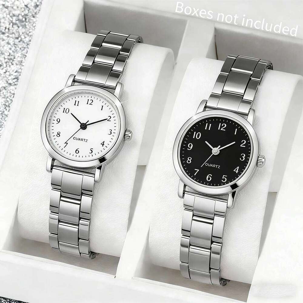 2PCS Fashion Small Women es Set Simple Alloy Band Ladies Quartz Wrist Reloj Mujer Girls ClockWithout Box H260228