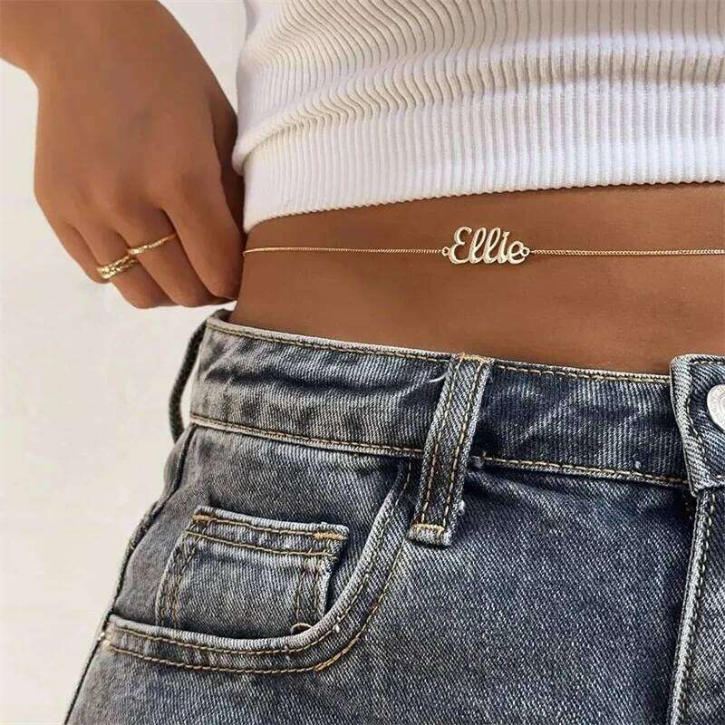 Custom Stainless Steel Name Belly for Women Waist Circumference Sexy Personality Body Chain Jewelry H260228