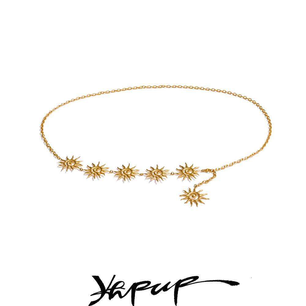 Yhpup 2025 Fashion Stainless Steel Sun Belly Waist Chain for Women Summer Statement Jeans Rave Body Jewelry Accessory Waterproof H260228