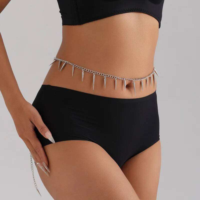 Punk Hip High Waist For Women Silver Color Metal Chain Waistband Party Dress Belts Accessorie H260228