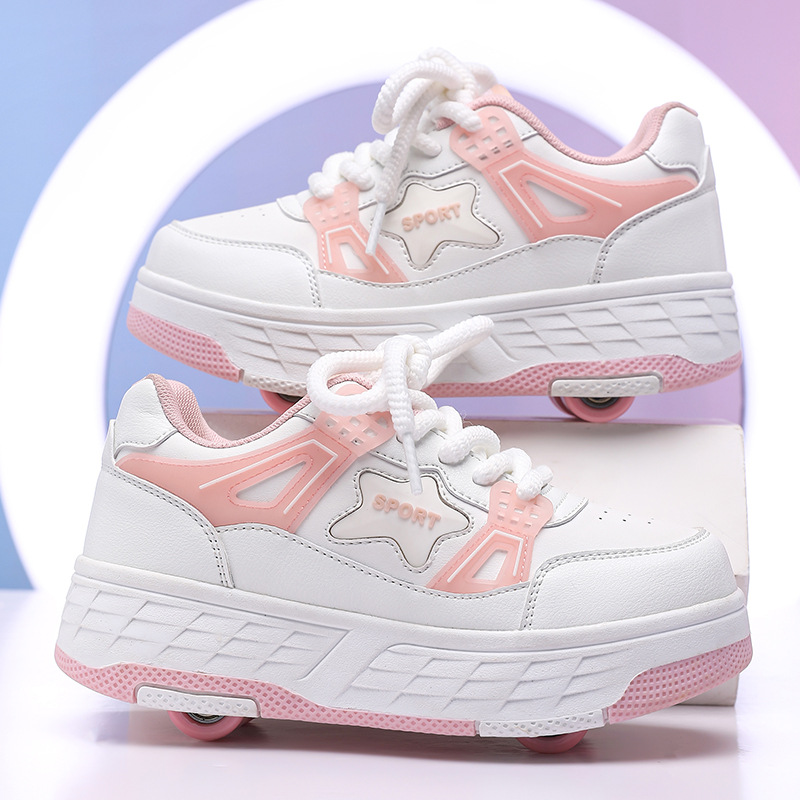 Free shipping kids trainers shoes boys'of girls' shoes, adult shoes, quad-wheel flying shoes, shoes with straps and wheels, girls' skat