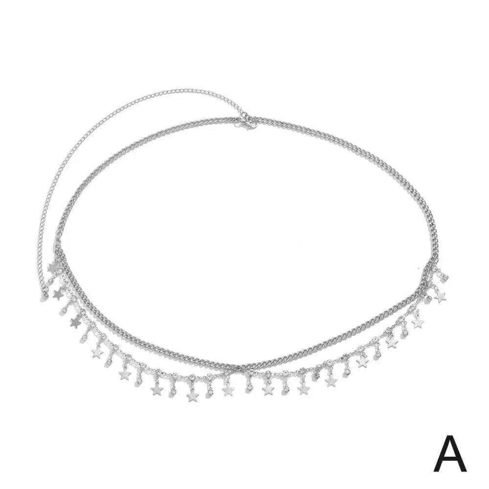 Sexy Shiny Waist Chain For Women Girls Simple Fashion Beach Bikini Multi Layered Rhinestone Star Tassel Body Cha W6Q0 H260228