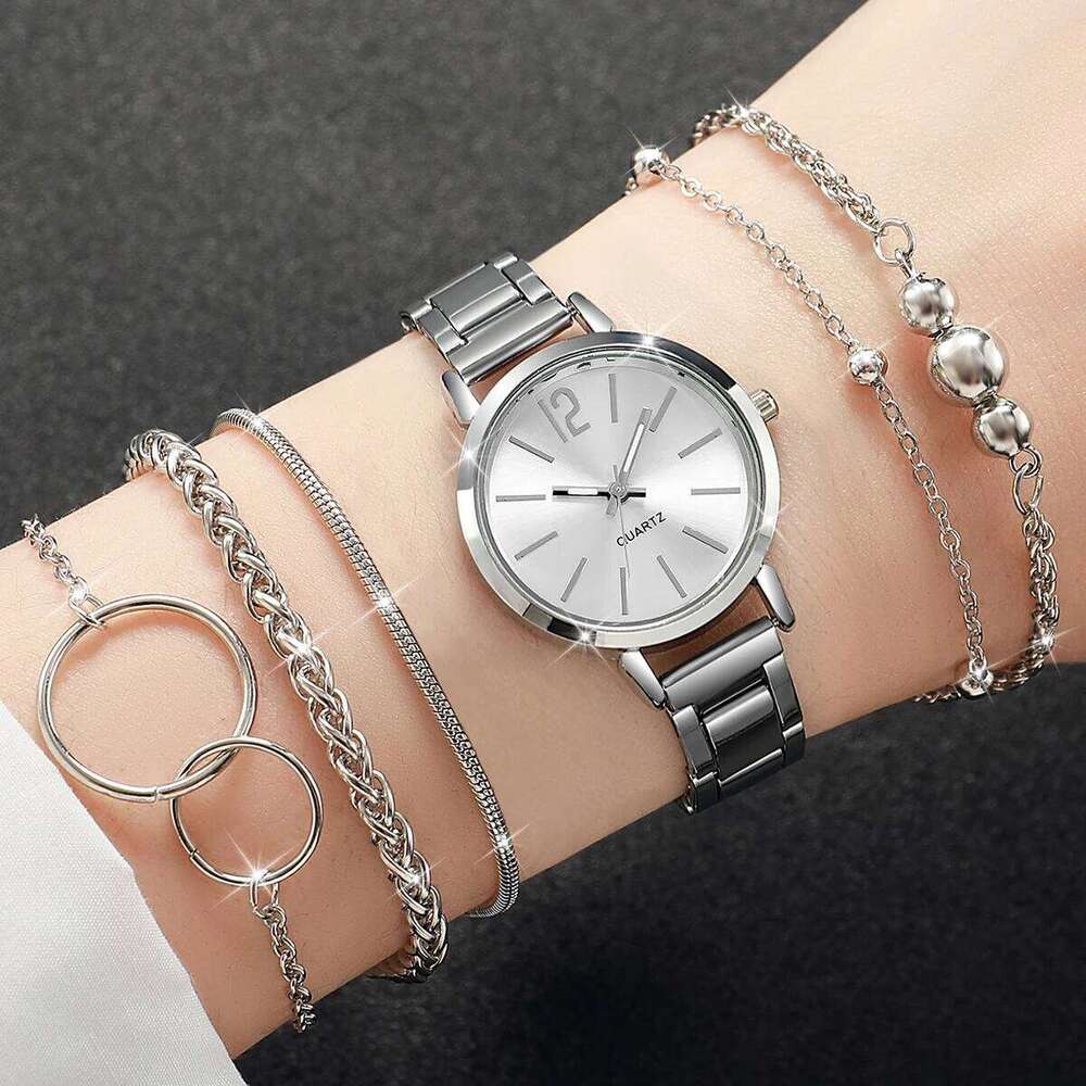 4/6PCS Fashion Women es s Set Simple Dial Ladies Quartz Reloj Mujer Girls Clock Gift H260228