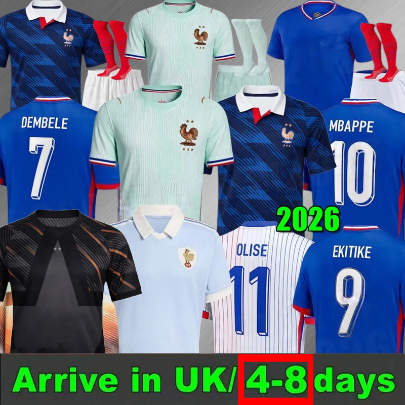 Maillot De Foot French Soccer Jerseys Mbappe 25 26 27 France GRIEZMANN DEMBELE KOLO MUANI CAMAVINGA Olise Saliba 2026 2027 Women Men Kids Kit Fans Player Home Away