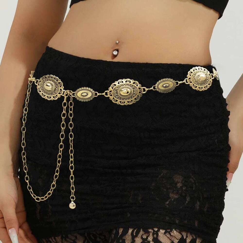 Bohemian High End Fashion Metal Waist Chain Versatile Retro Carved For Dresses Jeans H260228