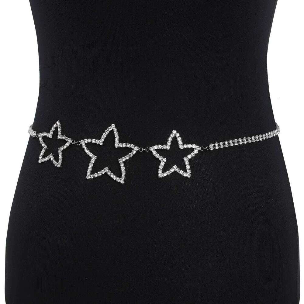 Fashionable Monolayer Star Shaped Rhinestone Waist Nightclub Women's Body Chain Jewelry H260228