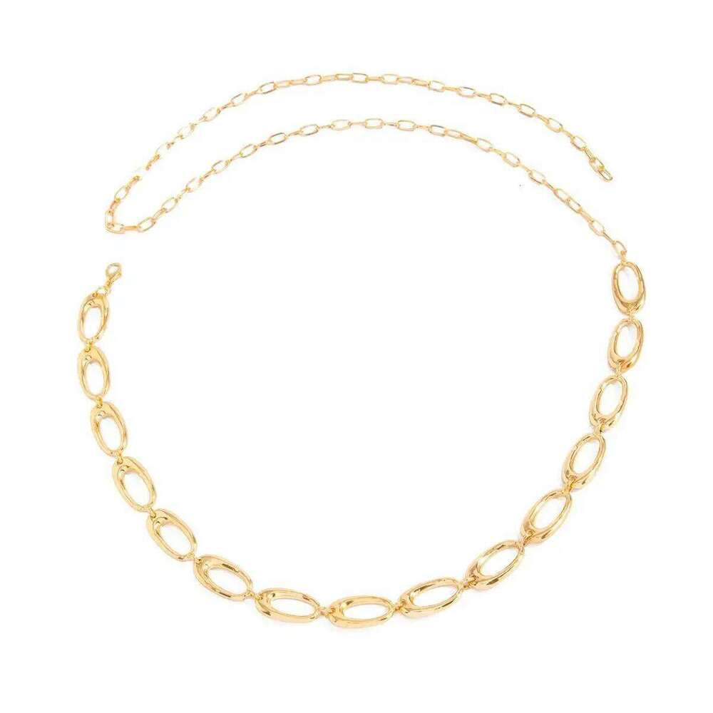 Lacteo Fashion Simple Irregular Hollow Oval Body Chain for Women Punk Geometric Metal Belly Waist Chains Vacation Jewelry Gifts H260228