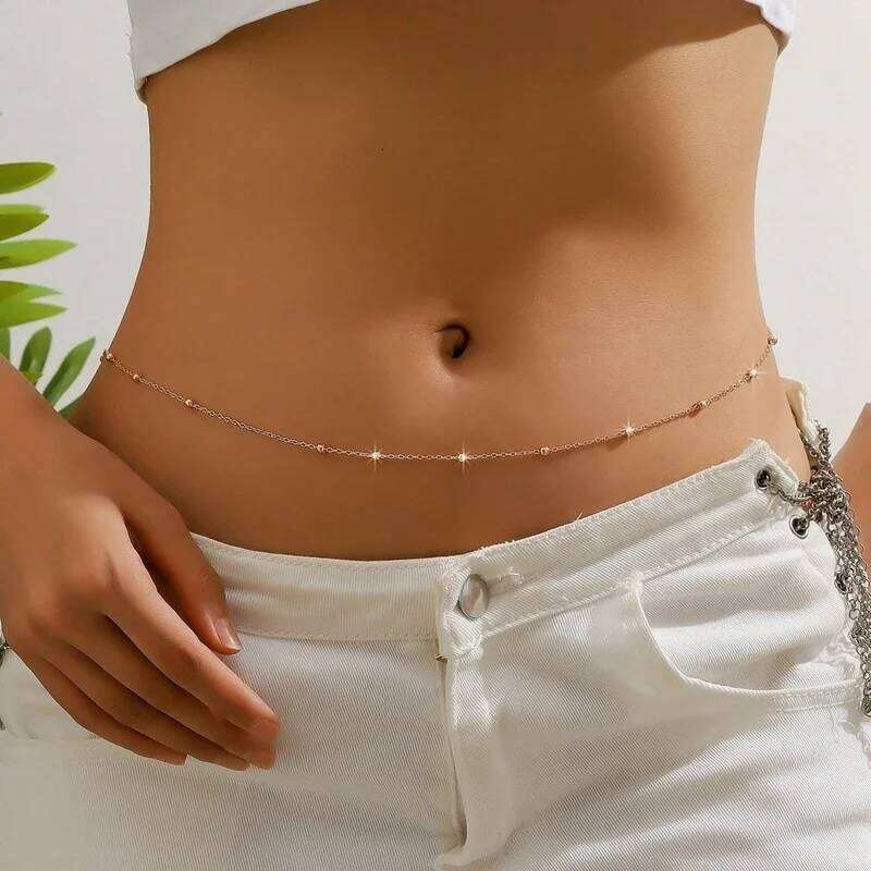 New Fashion Belly Simple Sexy Metal Waist Chain Women's Summer Beach Jewelry H260228