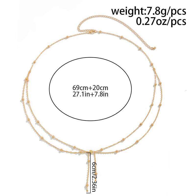 Sexy Double-Layer Tasse Chains Spicy Girl Body Chain Cross-Border Versatile Metallic Round Bead Waist Accessory H260228