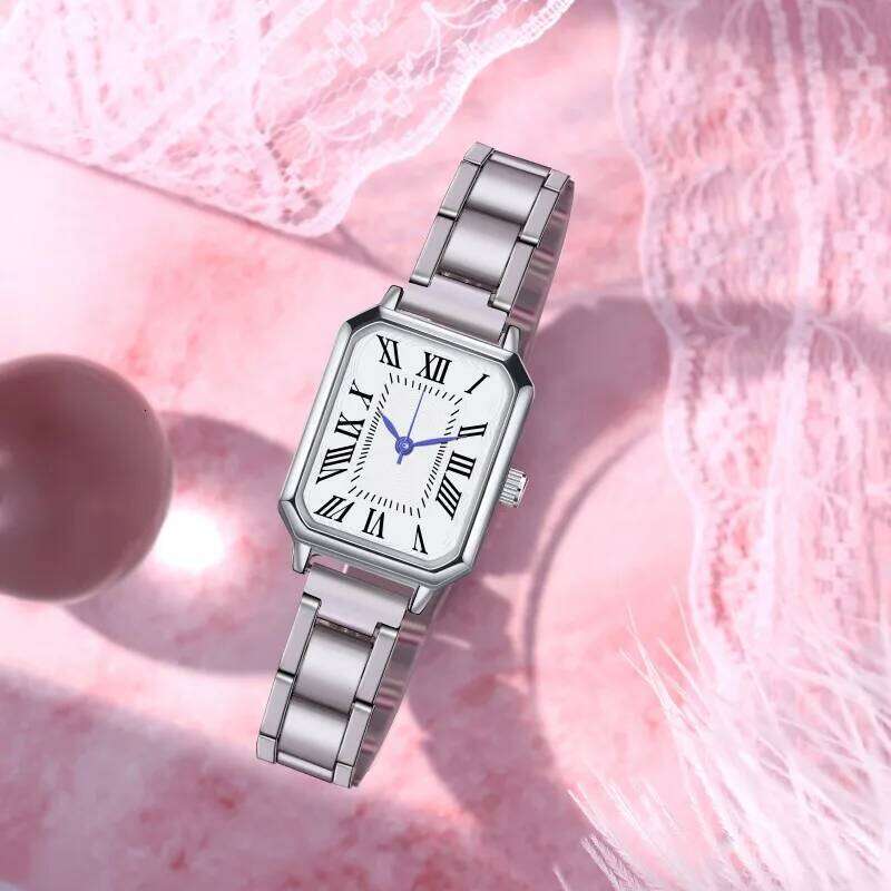 2024 Cross border Foreign Trade New Leisure Fashion Fresh Alloy Steel Strip Square Roman Women's Quartz in Stock H260228