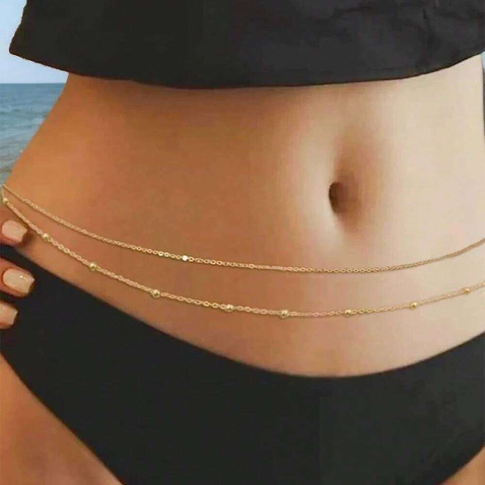Gold For Women, Sexy Layered Belly Waist Waterproof Beads Summer Non Tarnish Body Chain Jewelry Gifts H260228