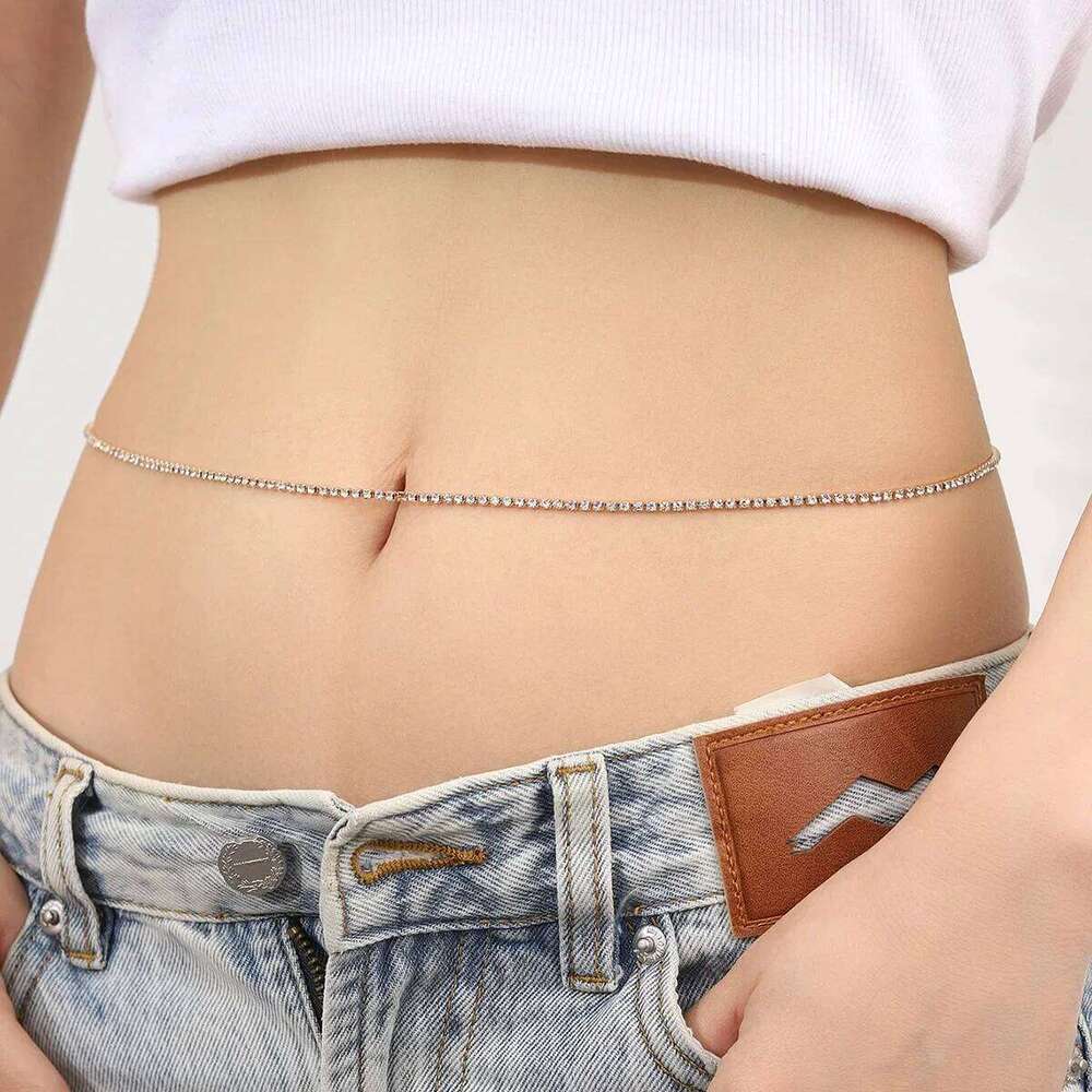 Trend Sexy Rhinestone Belly Chains Body Jewelry Beach Style Girl Gold Silver Color Waist Cadena De Cintura Accessory Gift H260228
