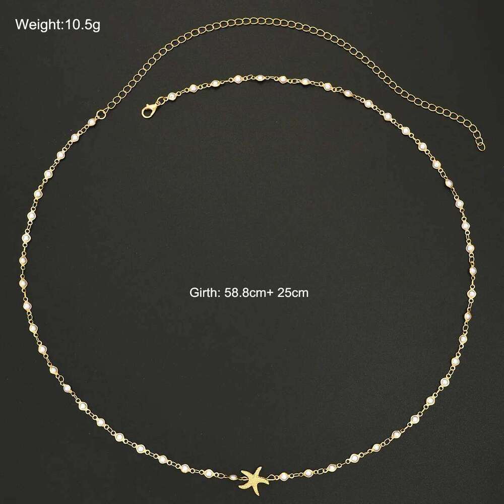 Fashion Imitation Pearl Starfish Waist for Women Boho Gold Color Metal Belly Chains Summer Beach Bikini Jewelry Accessory H260228