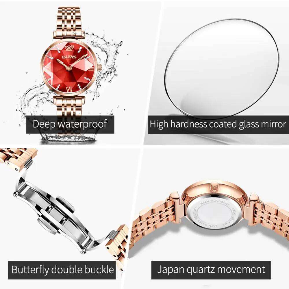 OLEVS New Luxury Jewel Quartz es Waterproof Stainless Steel Strap For Women Fashion Date Clock Diamond Mirror H260228