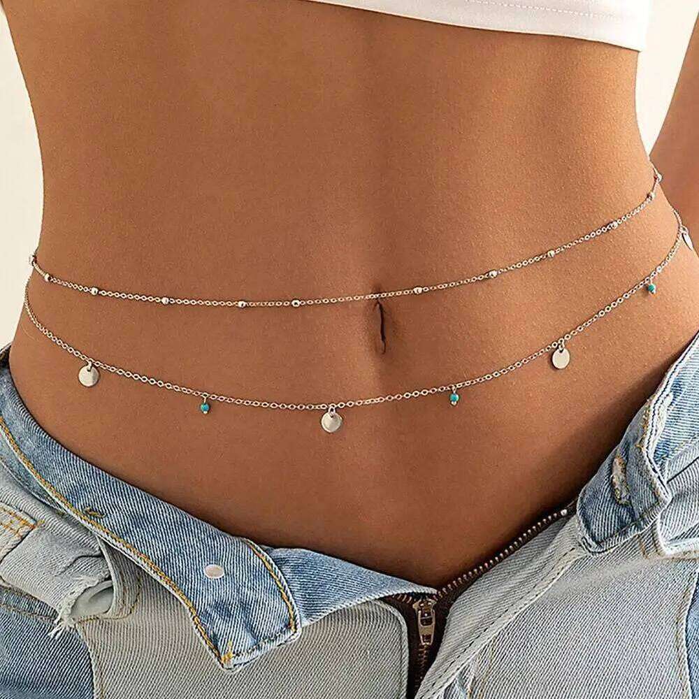 Women's Waist Sexy Double Thin Charming Butterfly Belly Chain Summer Beach Bikini Body Jewelry H260228